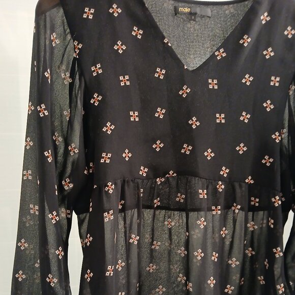 Maje Leona Geometric-print Chiffon Top - Picture 9 of 9